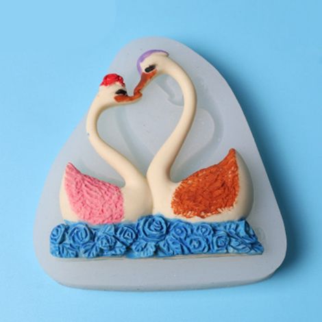 Silikon-Kuchenform mit niedlichem Schwanenpaar-Muster, ideal zum Backen von Desserts und Pralinen, DIY-Formenherstellung (1/5)