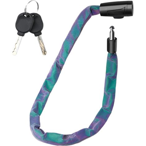 Chaîne avec serrure – Serrure antivol réfléchissante clés Cadenas à chaîne robuste résistant aux intempéries pour portail, vélos, générateur, clôture extérieure, 7,5 m B - (1/5)