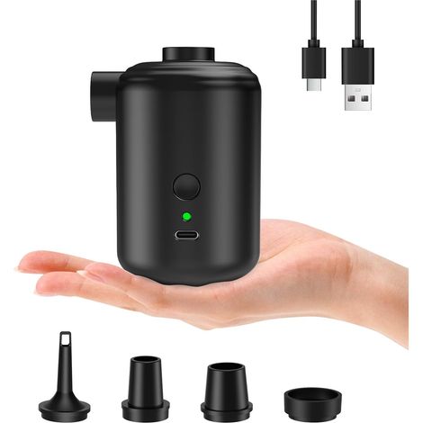 Pompe à Air Électrique Rechargeable 1500 mAh avec 4 Buses Gonfleur Dégonfleur Portable