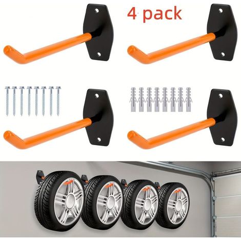 Set mit 4 Wandhalterungen mit Haken für Autoreifen und Felgen (1/5)