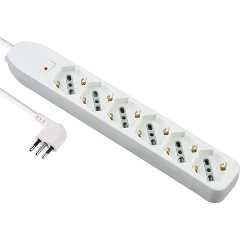 Electraline 61993 Ciabatta Multipresa Trivalente 6Posti Spina Piccola 10A Bianca