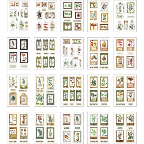 20 stickers vintage waterproof autocollants forêt esthétiques DIY scrapbooking bouteille ordinateur portable (1/5)