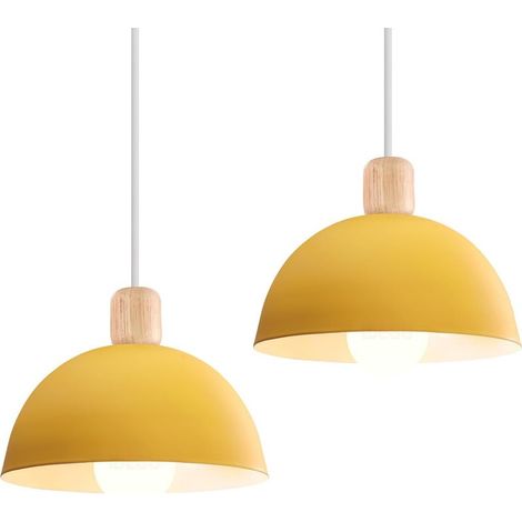 2PCS 20CM Lustre En Métal Vintage Suspension Luminaire Moderne Lampe À Suspension D'Intérieur Simple E27, Jaune Pour Restaurant Cuisine (1/5)