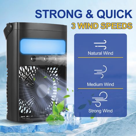 [Ventilador portátil] [Humidificador] [Absorbedor evaporativo] 700 ml con temporizador, iluminación LED de 7 colores y función de pulverización para oficina o dormitorio. (1/4)
