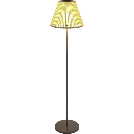Pour Jardin et Terrasse Lampe Solaire sur Pied Éclairage Soirée Abat-Jour Rotin Bohème Mât Acier Ø33x135 cm (1/5)