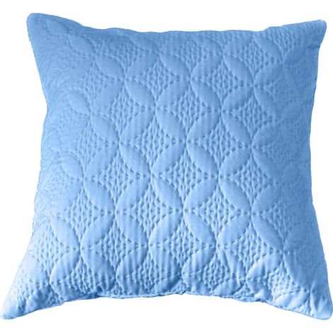 HOMESCAPES Ultrasonic Blue Quilted Embossed Cushion Cover, 40 x 40 cm - Blue