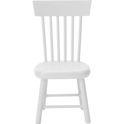 Chaise de Salle à Manger Miniature en Bois pour Maison de Poupée 1:12 - Accessoire Décoratif (Blanc) (1/5)