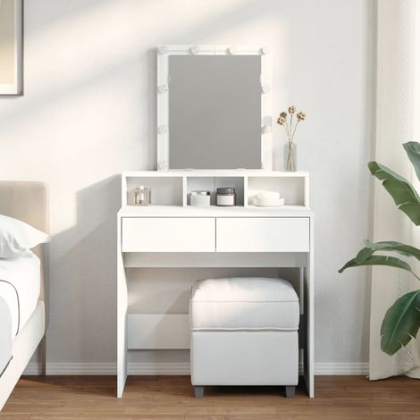 Coiffeuse Table de maquillage Coiffeuse Maquillage avec LED blanc 80x41x144,5 cm CFW23256 (1/5)