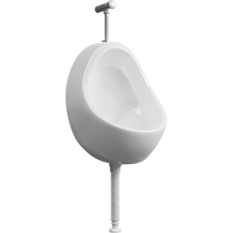 Urinario de pared con válvula de descarga cerámica blanco vidaXL