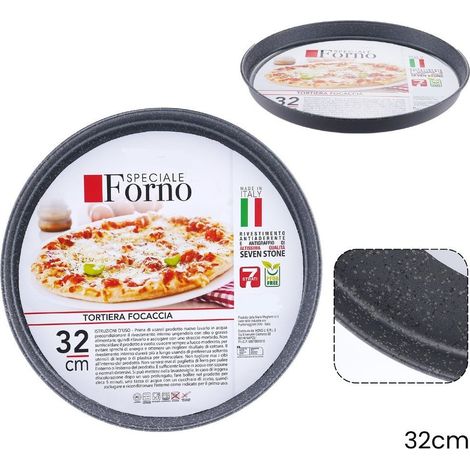 TrAdE Shop Traesio - Teglia Stampo Tortiera Focaccia Tonda Antiaderente Antigraffio Da Forno ø22-26-28-30-32cm -    -diametro 32cm   -