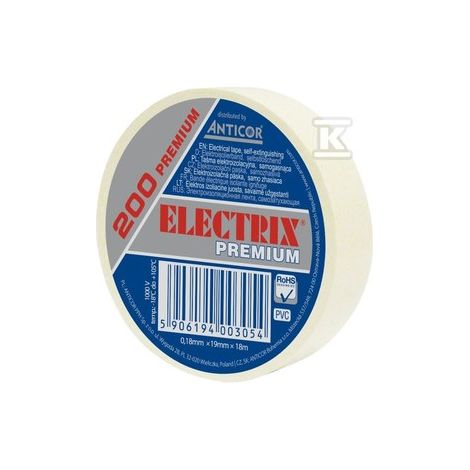 Cinta aislante blanca premium Electrix 200