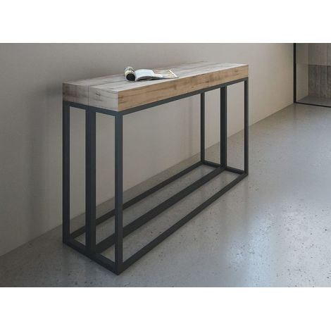 Console extensible bois clair et pieds métal anthracite 8 personnes 40 à 196 cm Evitra (1/5)