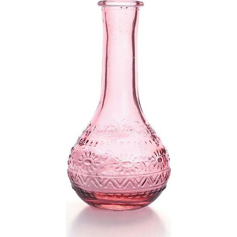Vase Vintage en verre à reliefs - Rose - 7,5 x 15,8 cm