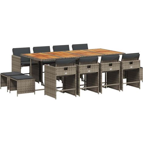 Maison Exclusive - Set comedor de jardín con cojines 13 pzas ratá