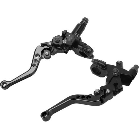 Paire de leviers de frein et d'embrayage de moto avec réservoir de maître-cylindre hydraulique, remplacement pour Suzuki, noir (1/5)