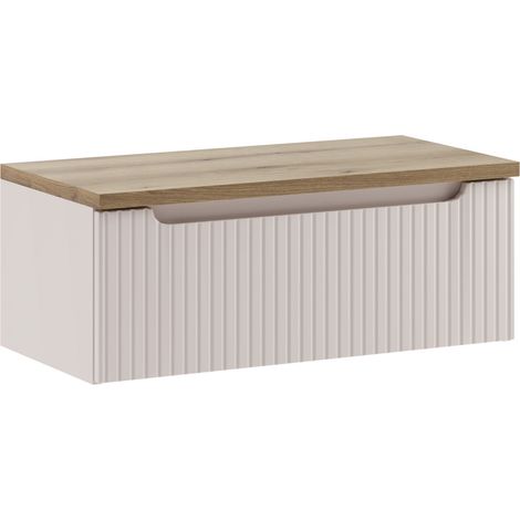 Meuble suspendu avec tiroirs NOVA – Design contemporain et rangement polyvalent 80 cm-Taupe/Naturel-Largeur 80 cm (1/5)