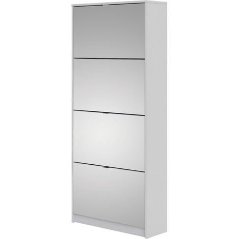 Shane Schuhschrank 4 Klapptüren mit Spiegel 2R weiss.