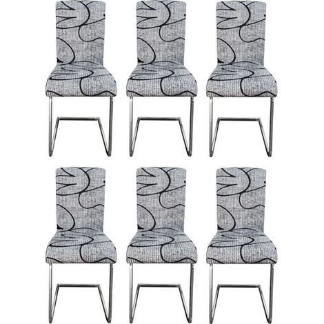 Chair Cover - HAUTSTORE - 6 Pieces - Washable - Removable Cover - Gray (1/4)
