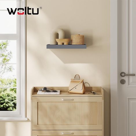 WOLTU 1x Wandregal, Schweberegal MDF Schweberegal, Freischwebendes Regal, für Büro Wohnzimmer Schlafzimmer Küche, 40x22.9x3.8 cm, Dunkelgrau (1/5)