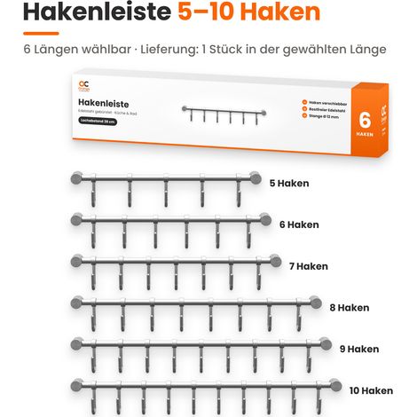 Edelstahl Hakenleiste Küchenleiste Relingleiste Küchentuch Kochlöffel Halter 5