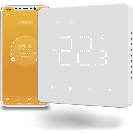 Thermostat pour Chauffage au Sol Electrique,Thermostat Intelligent WiFi Thermostats d'ambiance programmables avec sonde Compatible avec Alexa et Google Home,16A (1/5)