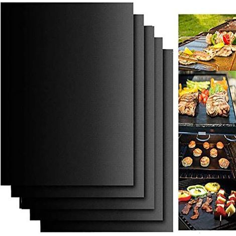 Tapis de Cuisson Barbecue Feuille Cuisson Barbecue Tapis Anti-adhérent et Réutilisable pour Barbecue Électrique Gaz et Charbon (6(40X33) CM) (1/3)