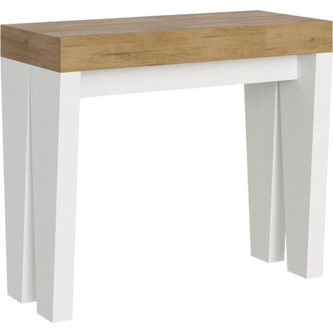 Consolle allungabile 90x40/300 cm Spimbo Mix piano Quercia Natura - struttura Bianco Frassino