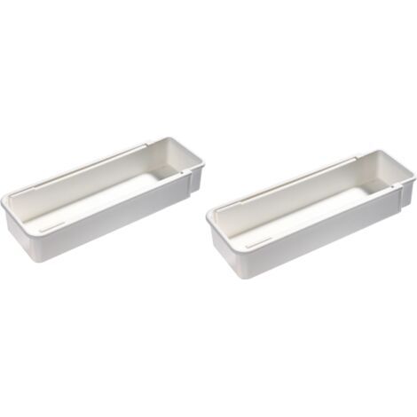 Sollbry Lot de 2 Organisateur de Tiroir, Boite Rangement Tiroir Plastique pour Cuisine, Bureau, Organisateur Tiroir Extensible pour Couverts, Maquillage et Autres Petits Objets, Blanc (1/5)