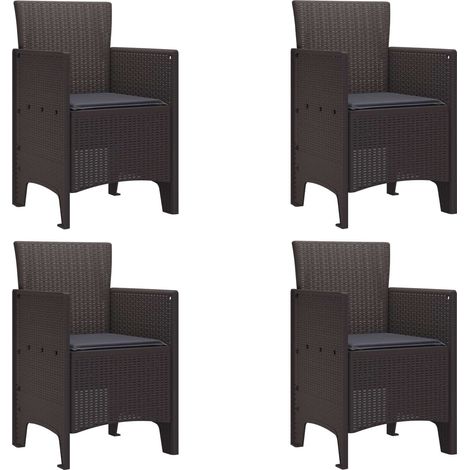 Gartenstuhl mit Kissen 4 pcs Braun 53 x 49 x 85 cm Polypropylen