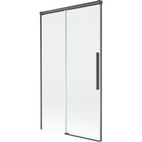 Mexen Rox Duschabtrennung 2-flügelig verschiebbar 100 x 150 cm, transparent, gebürstetes Gun Gray - 8C9-100-001-66-00
