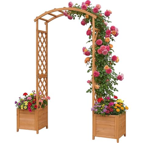 Wooden garden arch with planters fir 206x180x40 cm 227458984 (1/2)
