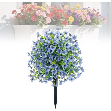 Plantas artificiales para exteriores, flores artificiales de 60 cm con varilla de soporte, plantas de exterior resistentes a la intemperie (1/5)