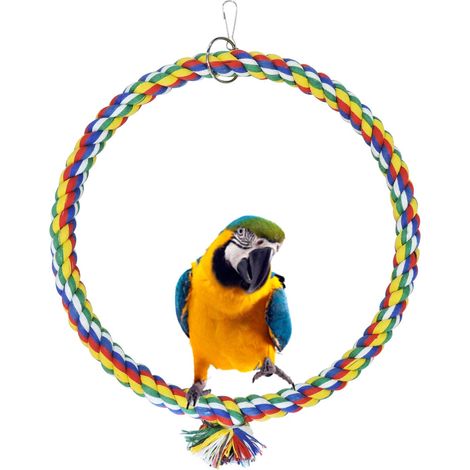 Balançoire pour oiseaux, jouets suspendus pour cage, corde en coton (M 25cm) (1/5)