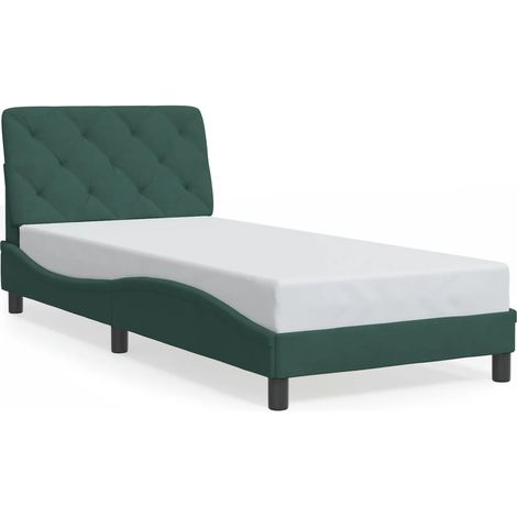 Lit simple,Lit adulte,Cadre de lit sans matelas vert foncé 90x200 cm velours CFW2392697 (1/5)