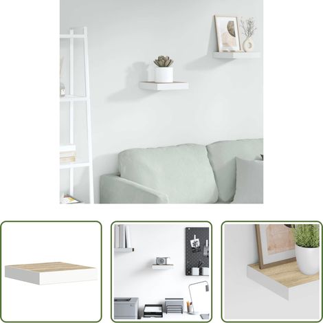 Wandgestaltung - Schweberegal Eichen-Optik und Weiß 23x23,5x3,8 cm MDF (1/5)