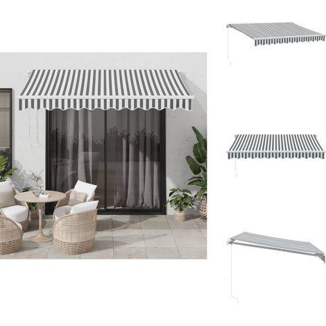 Auvent manuel rétractable anthracite et blanc 300x250 cm - Auvent Retractable - Parasol Exterieur - Protection Solaire - Terrasse - Balcon (1/5)