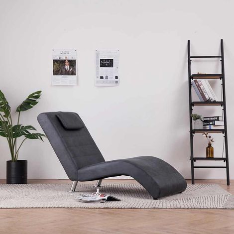 vidaXL Diván con almohada de piel de ante artificial gris (1/5)