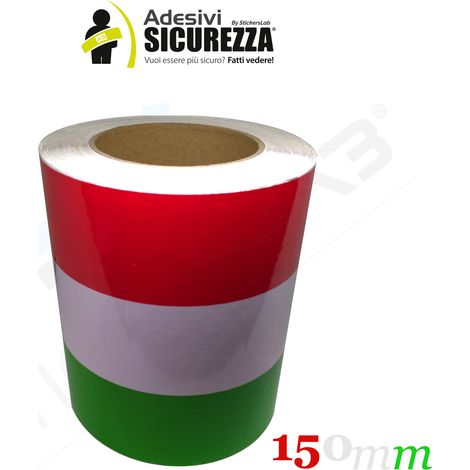 Fascia adesiva tricolore bandiera Italia in 5 misure a scelta Packaging - 150mm(15cm) x 100cm