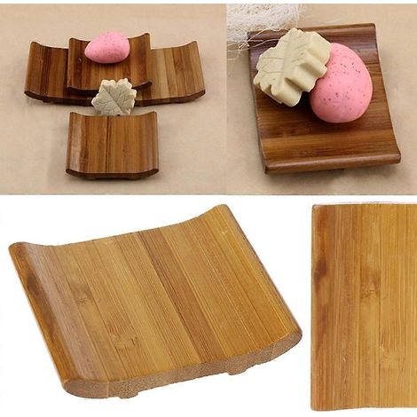 Porte-savon en bambou, boîte de rangement pour éponges et autres produits de toilette (1/4)