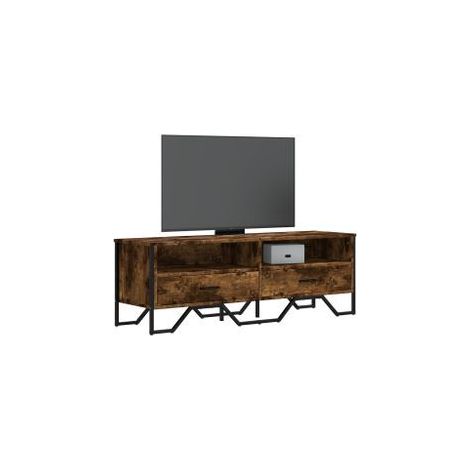 Meuble TV chêne fumé 122x34x41 bois d'ingénierie (1/5)