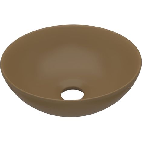Lavandino rotondo per bagno lavabo da appoggio lavabo per WC lavello da cucina lavabo per sala trucco arredamento per la casa diametro 28 cm ceramica crema opaca 020002727