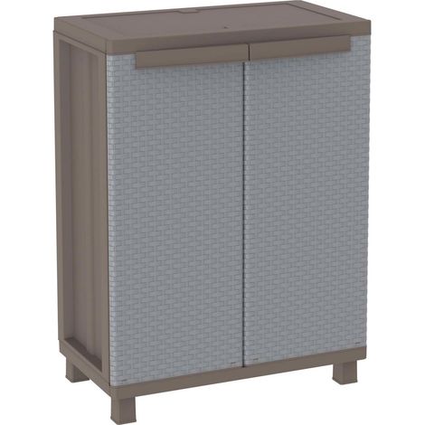 Armadio Modulare da Esterno 68x37,5x91,5 cm 2 Ante 1 Ripiano in Polipropilene Jrattan Tortora e Grigio (1/4)