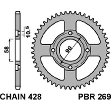 Pignone posteriore PBR JTR269 39 Honda CB 125T in acciaio resistente e durevole
