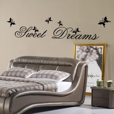 Autocollant Mural Simple Sweet Dreams Mots Stickers Muraux Grand Décoration Amovible DIY Vinyle Mural Art Stickers pour Salon, Chambre,Mur de Famille (1/5)