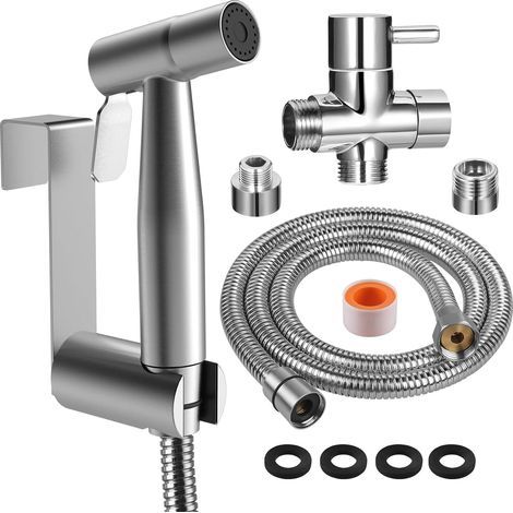 Kit Douchette WC, Pomme de Douche pour le Nettoyage de la Salle de Bain, Pulvérisateur pour l'Hygiène Personnelle Quotidienne, Modèle de mise à niveau 2022, Tous les Accessoires en Métal (1/5)