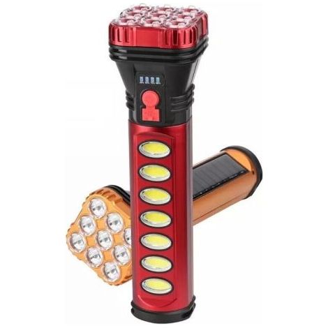 LAMPADA TORCIA PORTATILE LED RICARICABILE CON PANNELLO SOLARE 18W HB-707-1