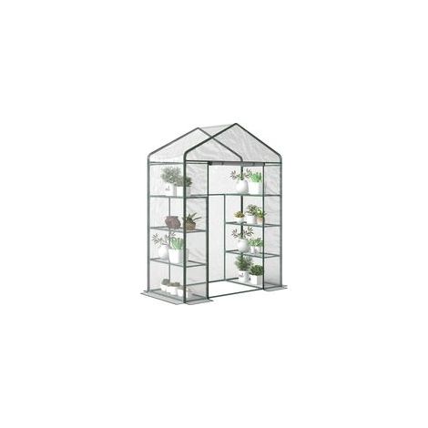 Serre de Jardin avec étagères 4 Niveaux, Serre de Balcon, châssis en Acier, Porte zippée Enroulable, pour légumes Plantes Fleurs, intérieur et extérieur, 143 x 73 x 195 cm, Transparent (1/5)