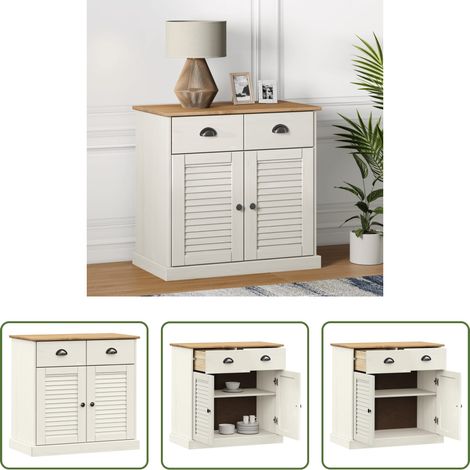 vidaXL Bois de pin - Buffet avec tiroirs VIGO 78x40x75 cm blanc bois massif de pin (1/5)
