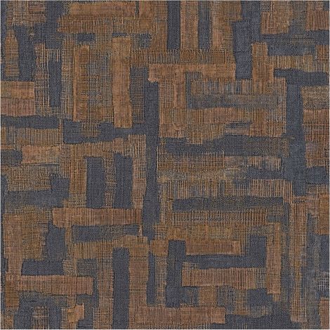 Papier peint ethnique Profhome 782043 papier peint intissé gaufré à chaud texturé à l'aspect textile mat bleu bleu-noir brun olive 5,33 m2