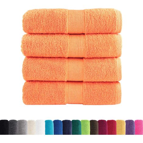 Serviettes de toilette premium SOLUND 4 pièces Orange 30 x 30 cm 600 g/m²